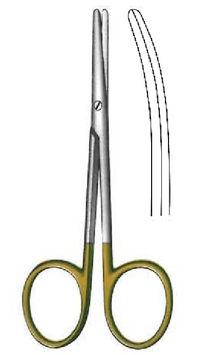 Metzenbaum scissors, unsuccessful, curve, Gold TC - length = 12 cm / 4-3 / 4 "