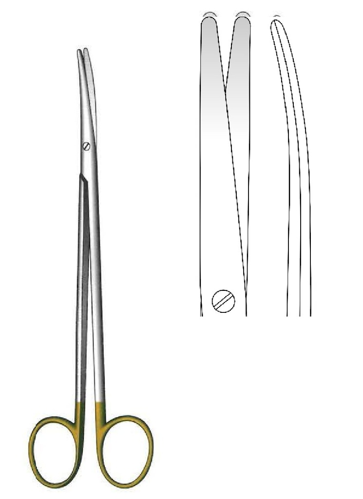 Metzenbaum scissors, unsuccessful, curve, Gold TC - length = 18 cm / 7 "