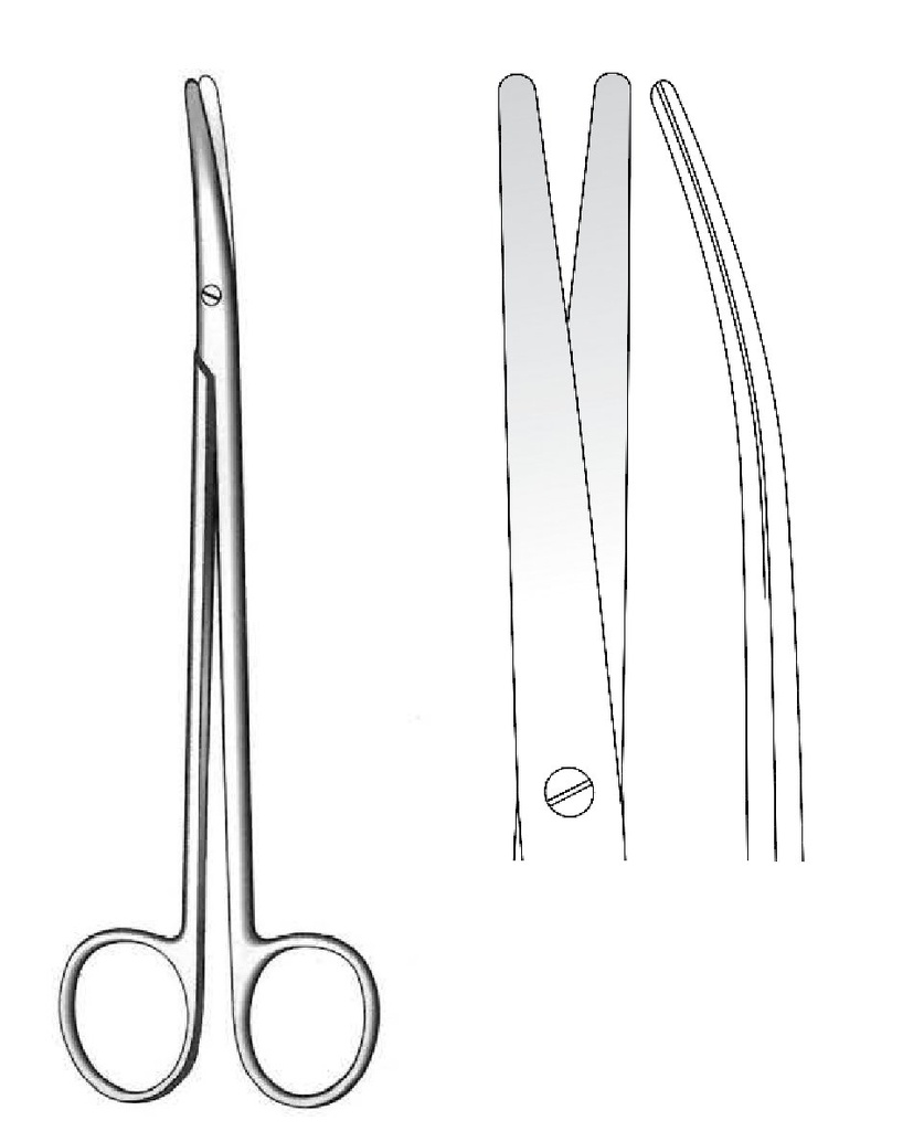 Tijera para disección Metzenbaum, desafilada, curva - longitud = 25 cm / 10"