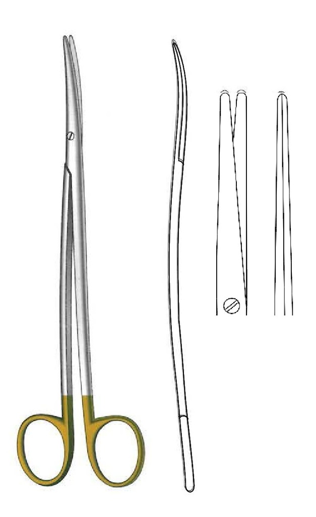 Tijera Metzenbaum-Fine, desafilada, forma de S, recta, TC Gold - longitud = 18 cm / 7"