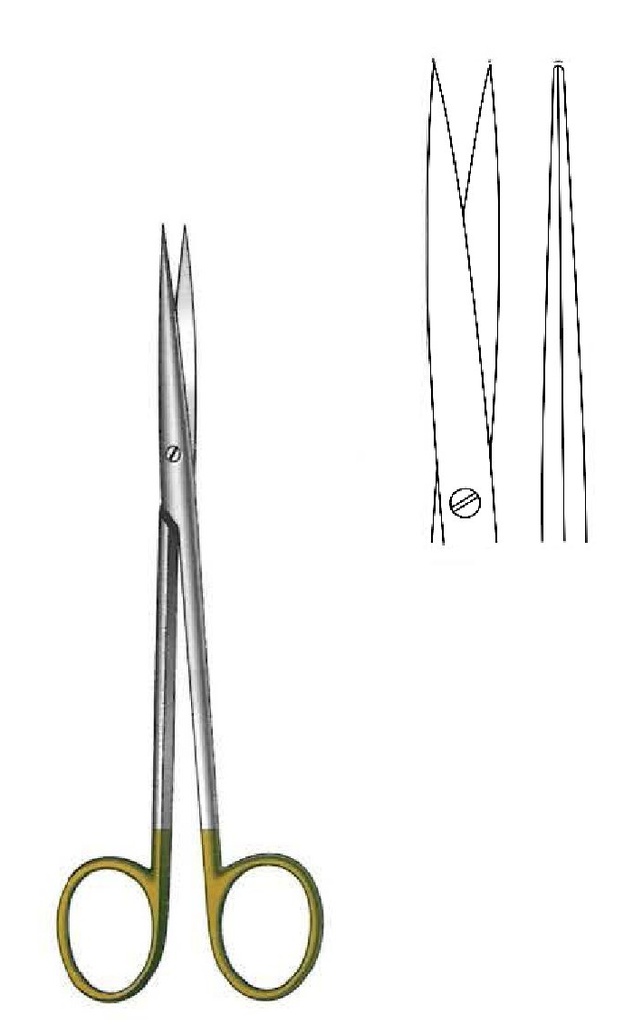 Tijera para disección Metzenbaum-Fine, afilada, recta, TC Gold - longitud = 18 cm / 7"