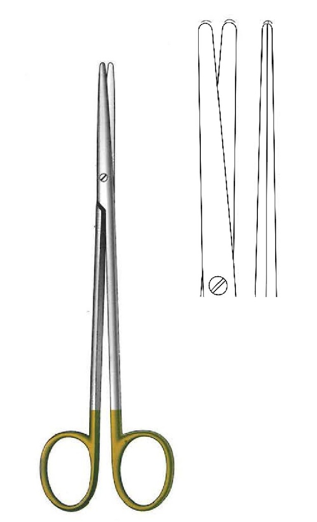 Tijera para disección Metzenbaum-Fine, delicada, desafilada, recta, TC Gold - longitud = 25 cm / 10"
