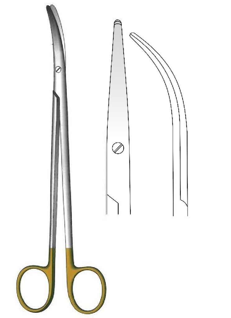 Tijera para disección Metzenbaum-Thorek, desafilada, curva, TC Gold - longitud = 20 cm / 8"