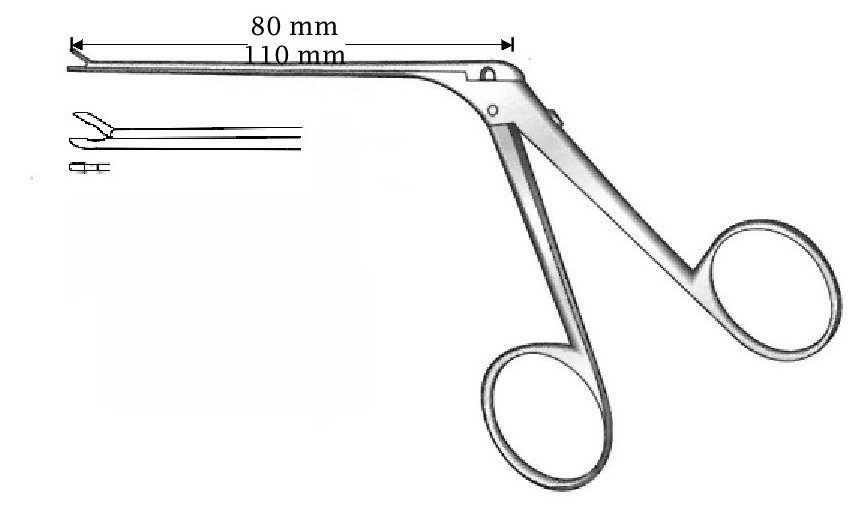 Micro pinza para oído, recta, diámetro = 0.6 x 0.5 mm - longitud del eje = 110 mm