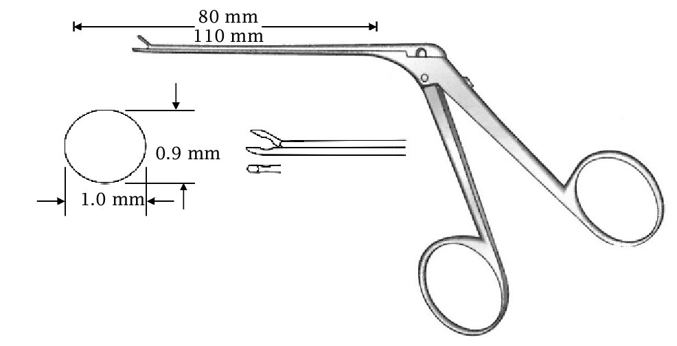 Micro clamp for ear, straight, black finish, diameter = 0.9 x 1.0 mm - Axis length = 110 mm
