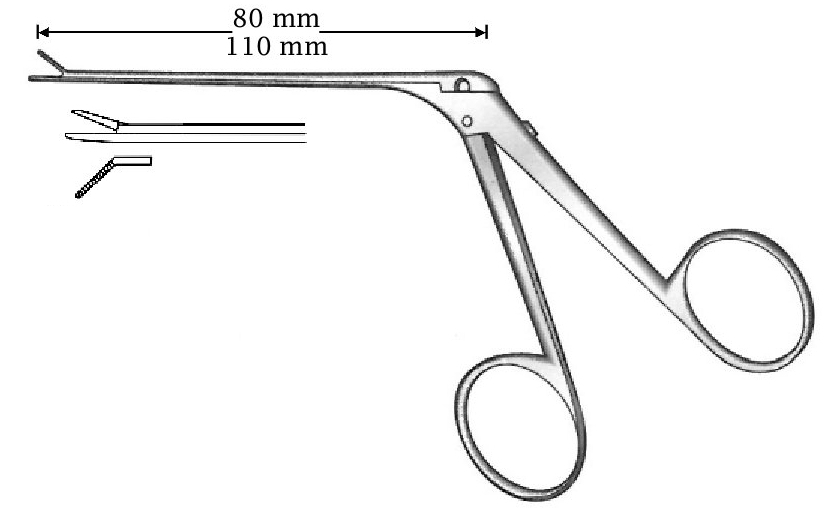 Micro clamp for ear, left, black finish - Axis length = 110 mm