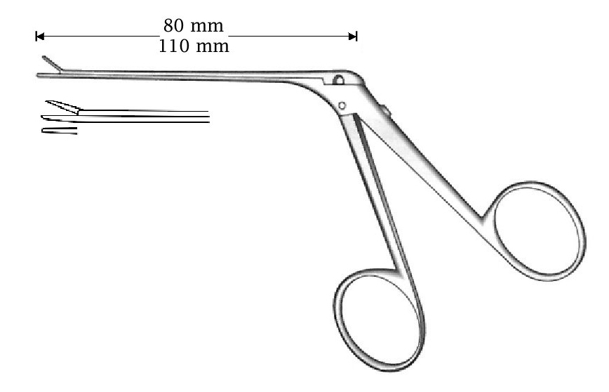 Micro scissor for ear, straight, black finish - Axis length = 80 mm