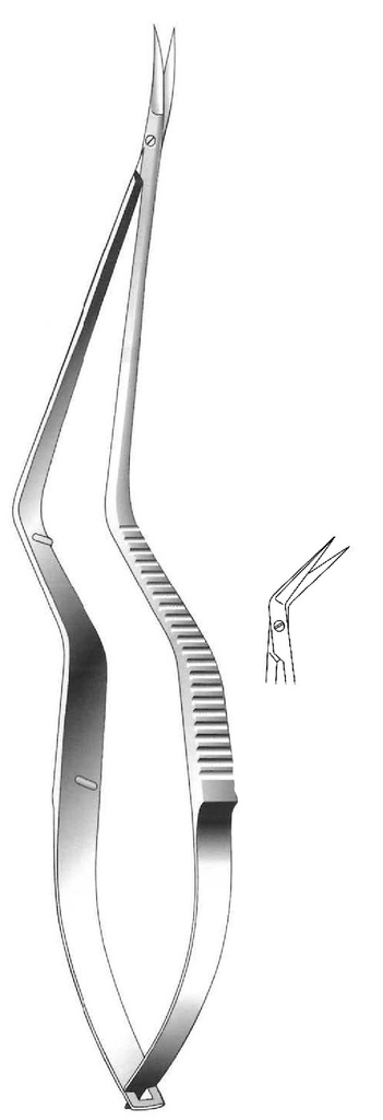 Micro tijera, angulado, forma de S - longitud = 18.5 cm / 7-1/4&quot;