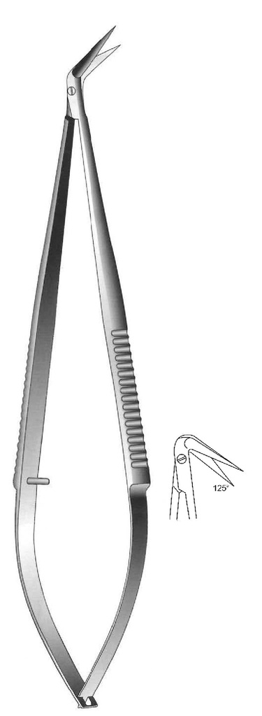 Vascular micro scissor with spring handle, 125 ° angle