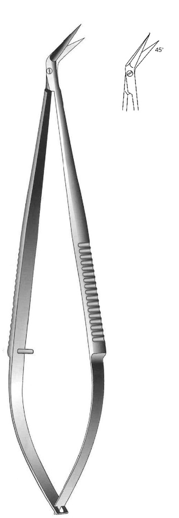 Vascular micro scissor with spring handle, 45 ° angle