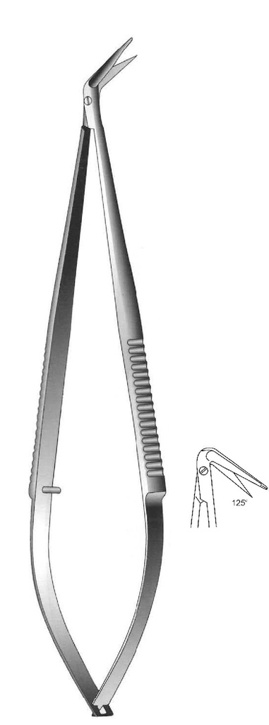 Vascular micro scissor with probe tip, 125 ° angle