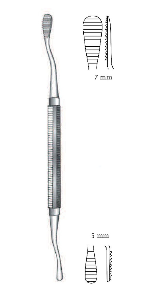 Lima for Miller-Colburn bones, flat dentas, wide = 5 mm and 7 mm