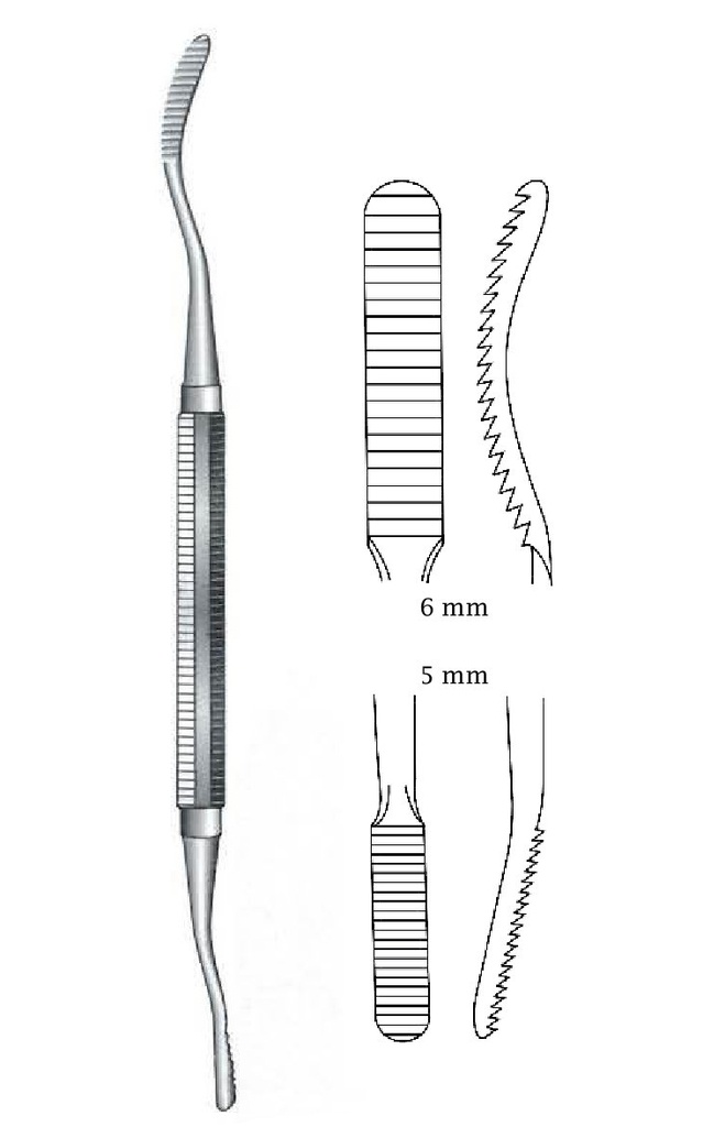 Lima for Miller-Colburn bones, flat tooth, wide = 5 mm and 6 mm-length = 18.5 cm / 7-1 / 4 "