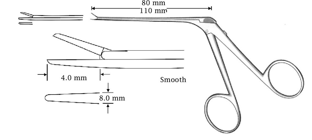 Micro pinza para oído, recta, lisa - longitud = 110 mm