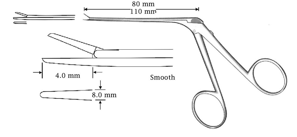 Micro pinza para oído, recta, lisa - longitud = 80 mm