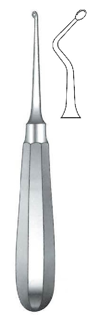 Cureta para hueso modelo USA, ángulo hacia a la derecha, figura 3