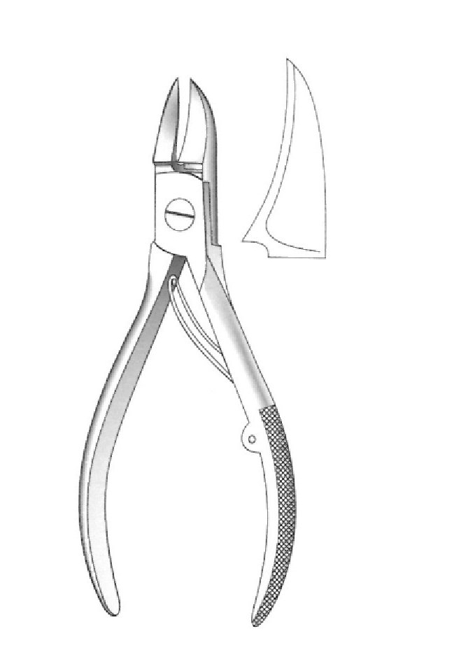 Nail cuticle pliers, curved cut