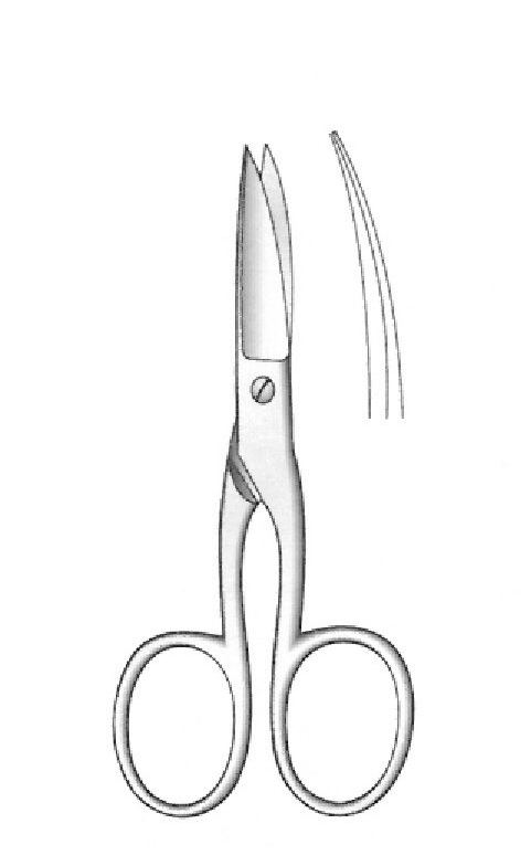 Tijera para uñas, curva - longitud = 9 cm / 3-1/2"