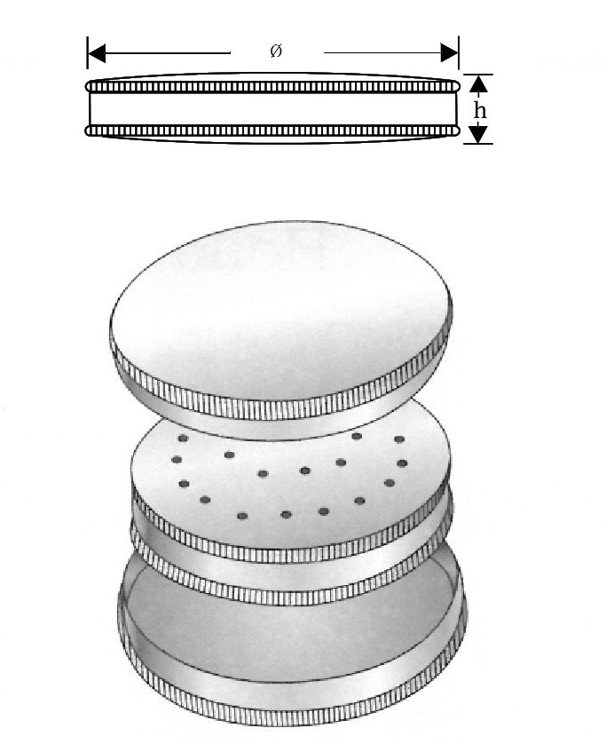 Estuche esterilizador de agujas - diámetro = 62 mm, altura = 15 mm