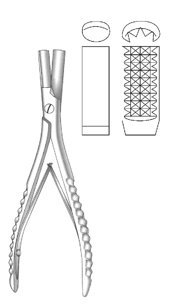 Pinza para contornear huesos Obwegeser, mandíbula cóncava y convexa