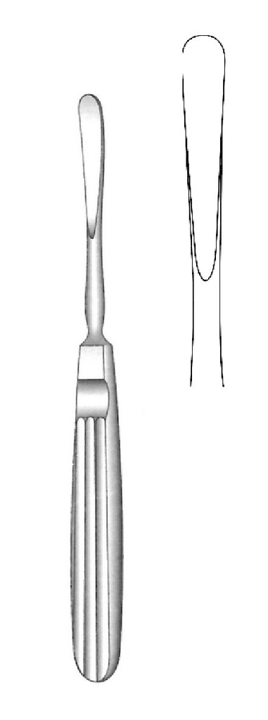 Elevador para periostio Obwegeser, curva ligera, punta = 6 mm