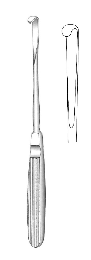 Elevador para periostio Obwegeser, curva fuerte, punta = 5 mm