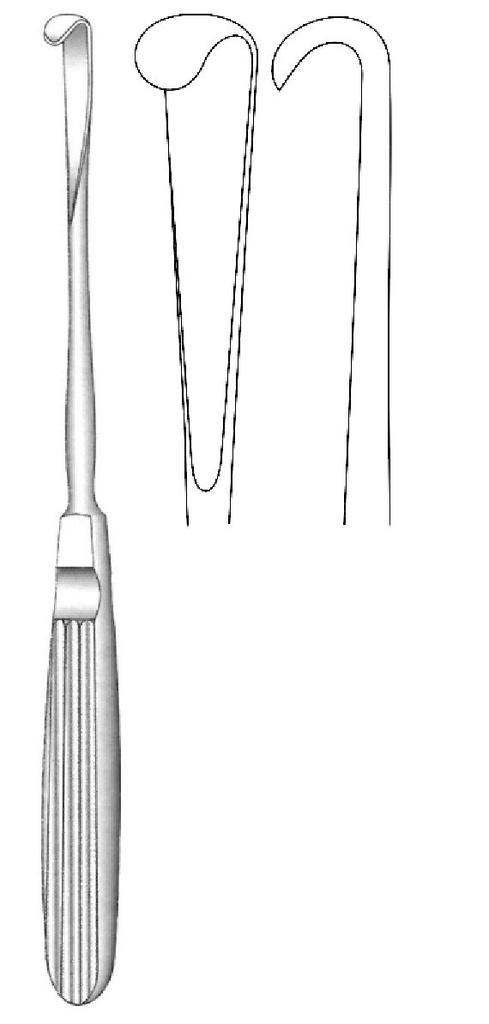 Obwegeser Periosteal Elevator, strong curve, tip = 9 mm