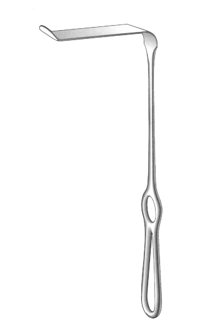 Soft tissue separator Obwegeser, curved up, sheet = 57 x 11 mm