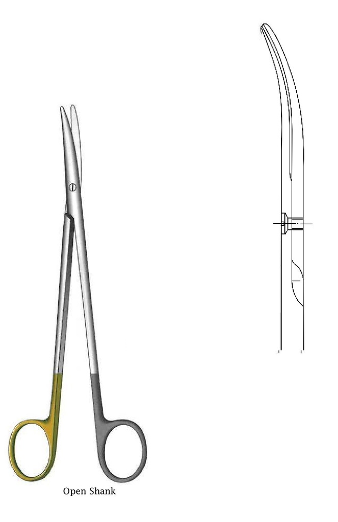 Open handle ligation scissors, Gold TC - Length = 23 cm / 9 "