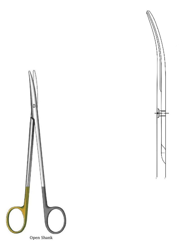 Tijera para ligadura de mango abierto, TC Gold - longitud = 26 cm / 10-1/4"