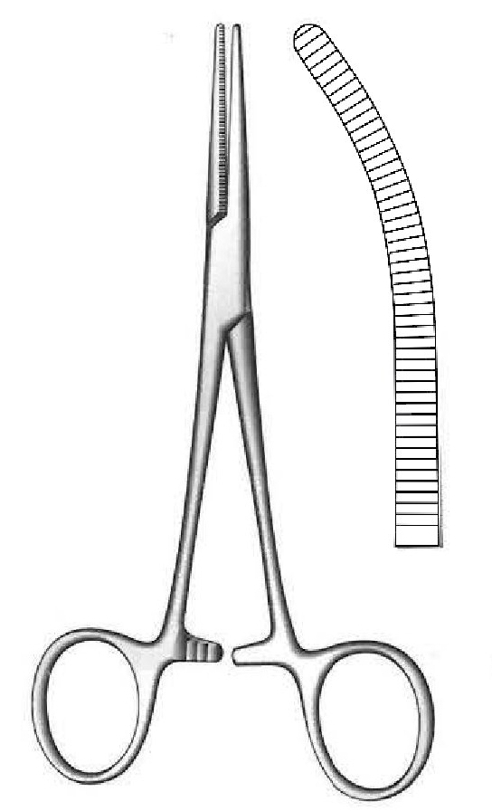 Pinza para arteria Pean-Nippon, curva - longitud = 18.5 cm / 7-1/4"