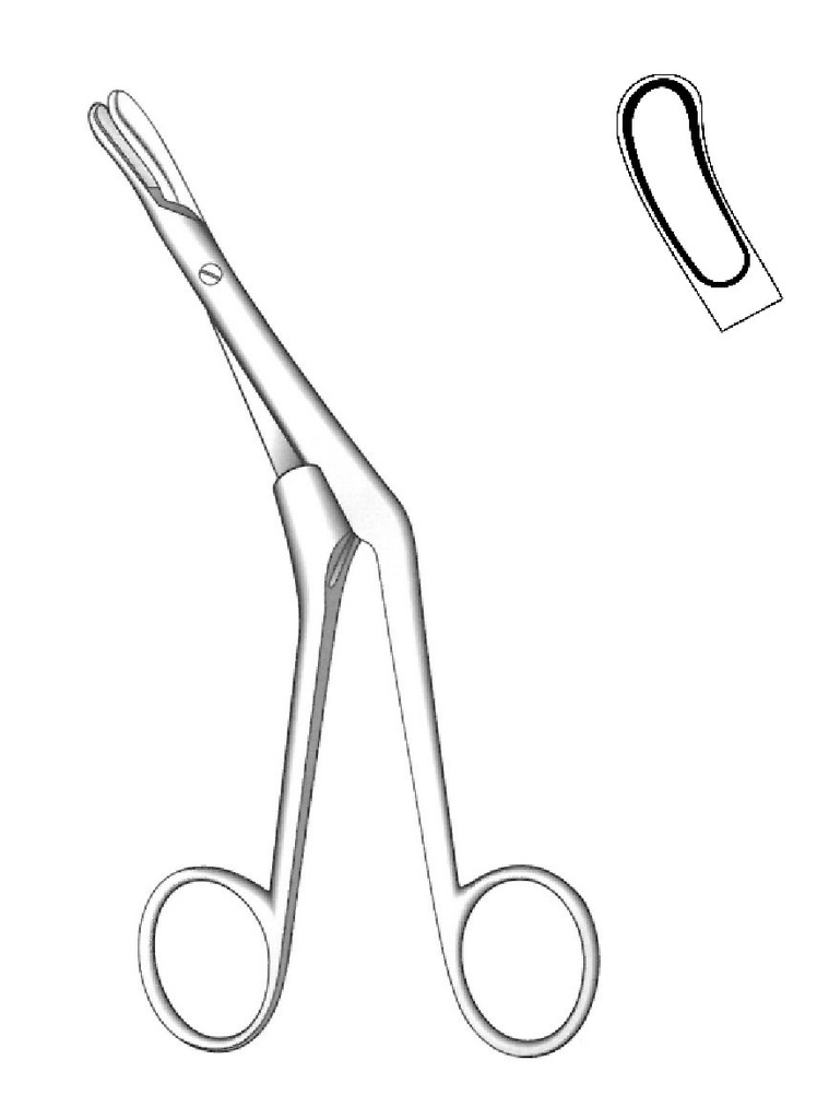 Pinza para tabique y pólipos, curva a la derecha
