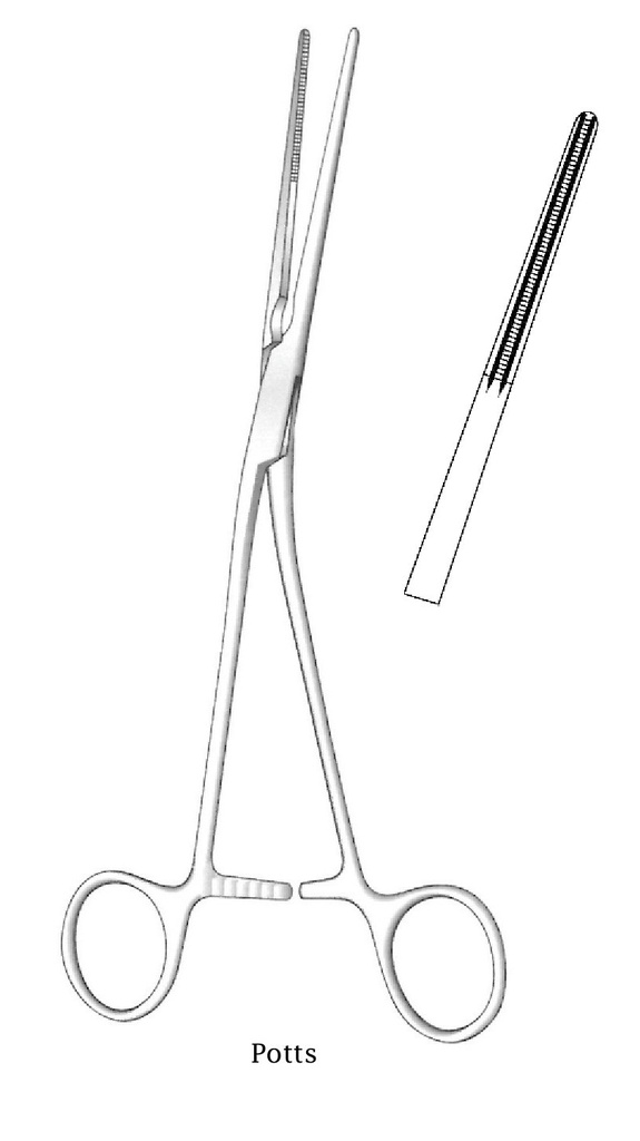 Potts multipurpose vascular clamp, right angle - length = 21 cm / 8-1 / 4 "