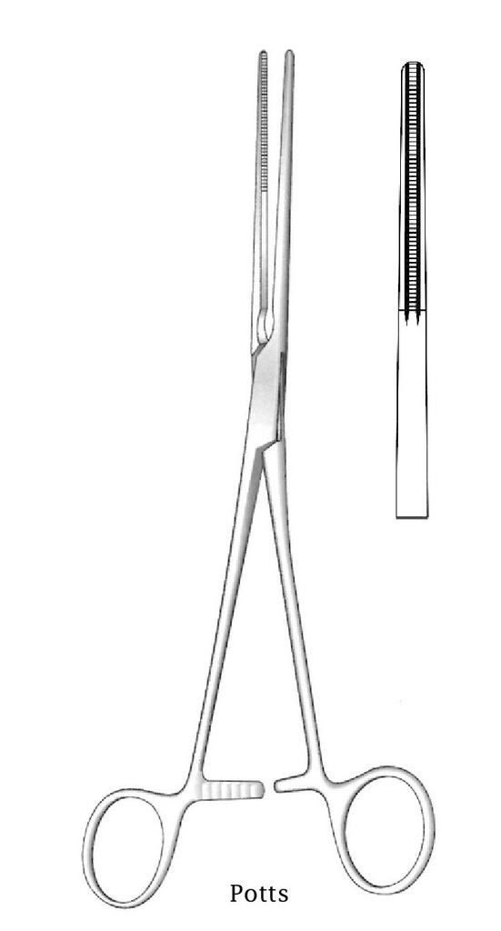 Potts multipurpose vascular clamp, straight - length = 21 cm / 8-1 / 4 "