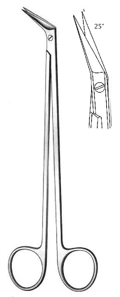 Tijera vascular Potts-Smith, delicado, ángulo = 25°