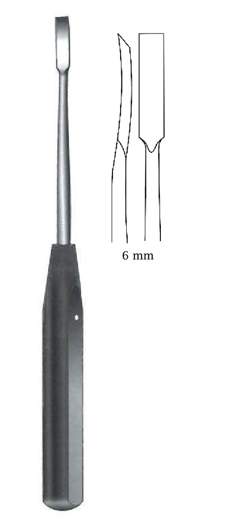 Periosteum elevator with ferrozell handle, square tip, 6 mm wide