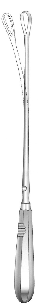 Cureta uterina Recamier-Sims-Bumm, figura 9, maleable, hojas afiladas, ancho = 19 mm - longitud = 26 cm