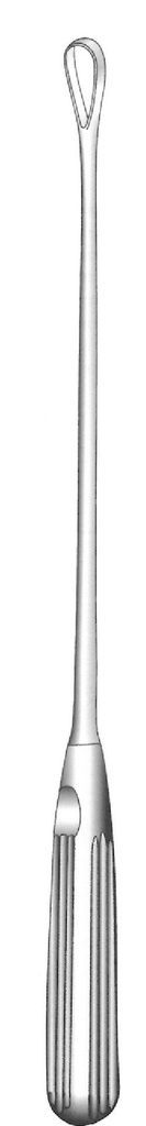 Cureta uterina Recamier-Sims-Bumm, figura 2, rígida, hoja desafilada, ancho = 8 mm - longitud = 31 cm