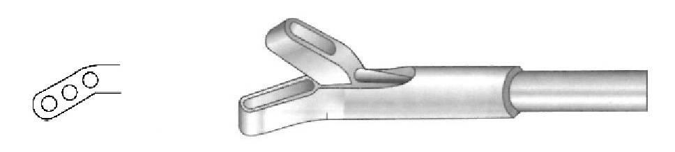 Pinza para biopsia rectal, figura 2, hacia abajo - longitud del eje = 26 cm / 10"