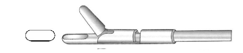 Rectal biopsy clamp, Figure 1, line - Axis length = 36 cm / 14 "