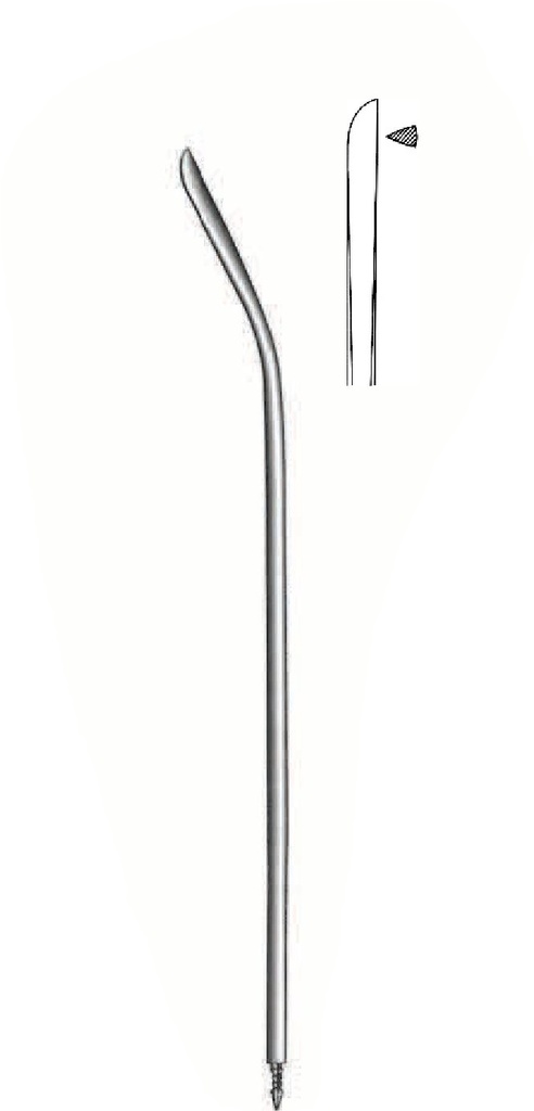 Aguja de guía Redon, punta de cuchillo, ligeramente curvada, 16 charr