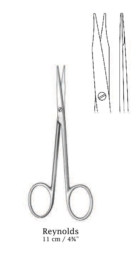 Tijera quirúrgica Reynolds, recta - longitud = 11 cm / 4-3/4&quot;