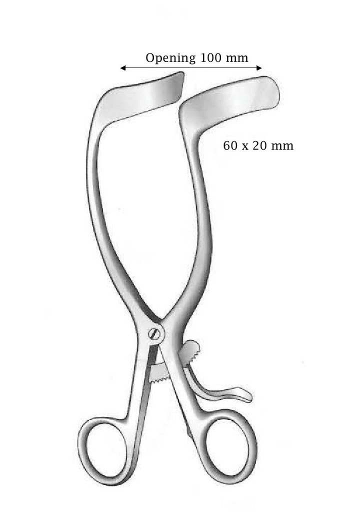 Retractor Rigby, ancho de apertura = 100 mm