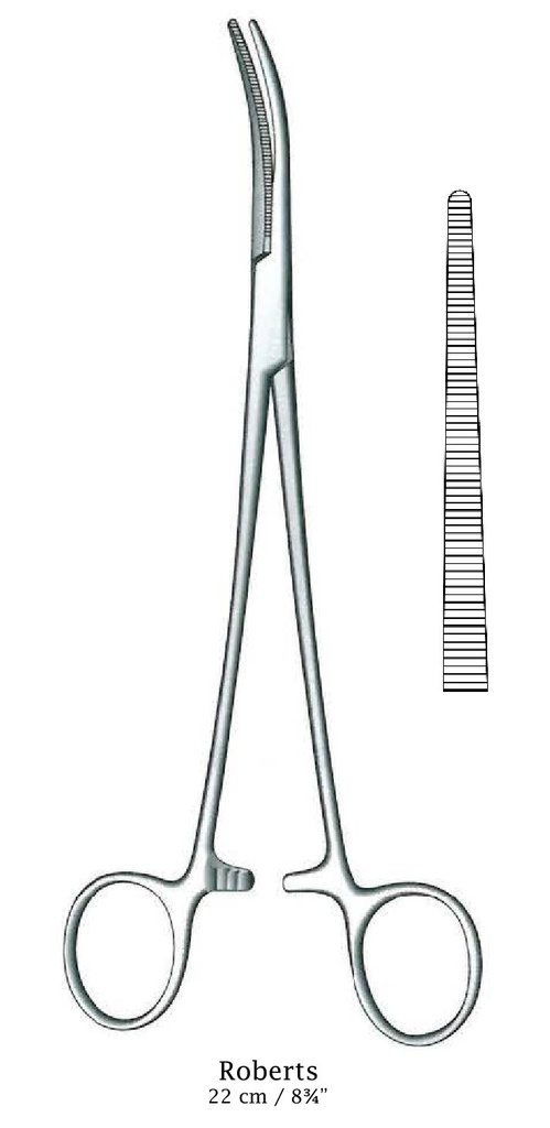 Roberts artery clamp, straight - length = 22 cm / 8-3 / 4 "