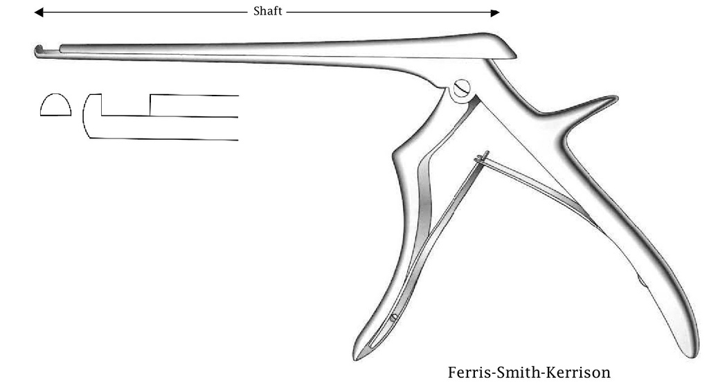 Pinza para disco intervertebral Ferris-Smith-Kerrison, corte hacia arriba, ancho de punta = 6 mm - longitud del eje = 15 cm