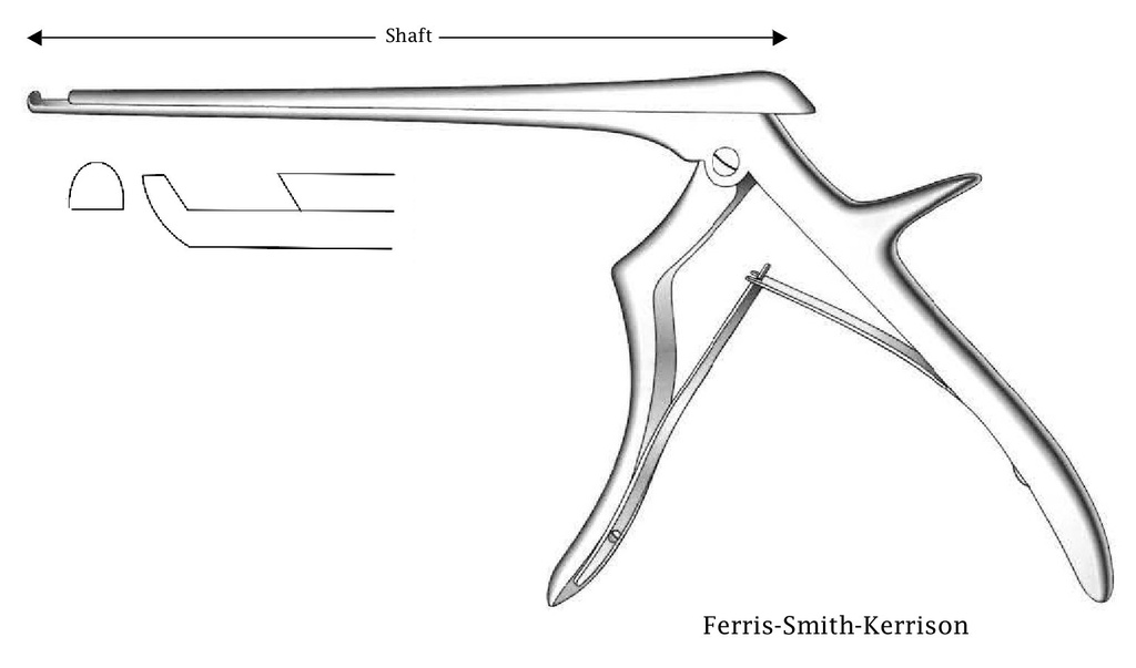 Pinza para disco intervertebral Ferris-Smith-Kerrison, corte hacia adelante, ancho de punta = 6 mm - longitud del eje = 20 cm