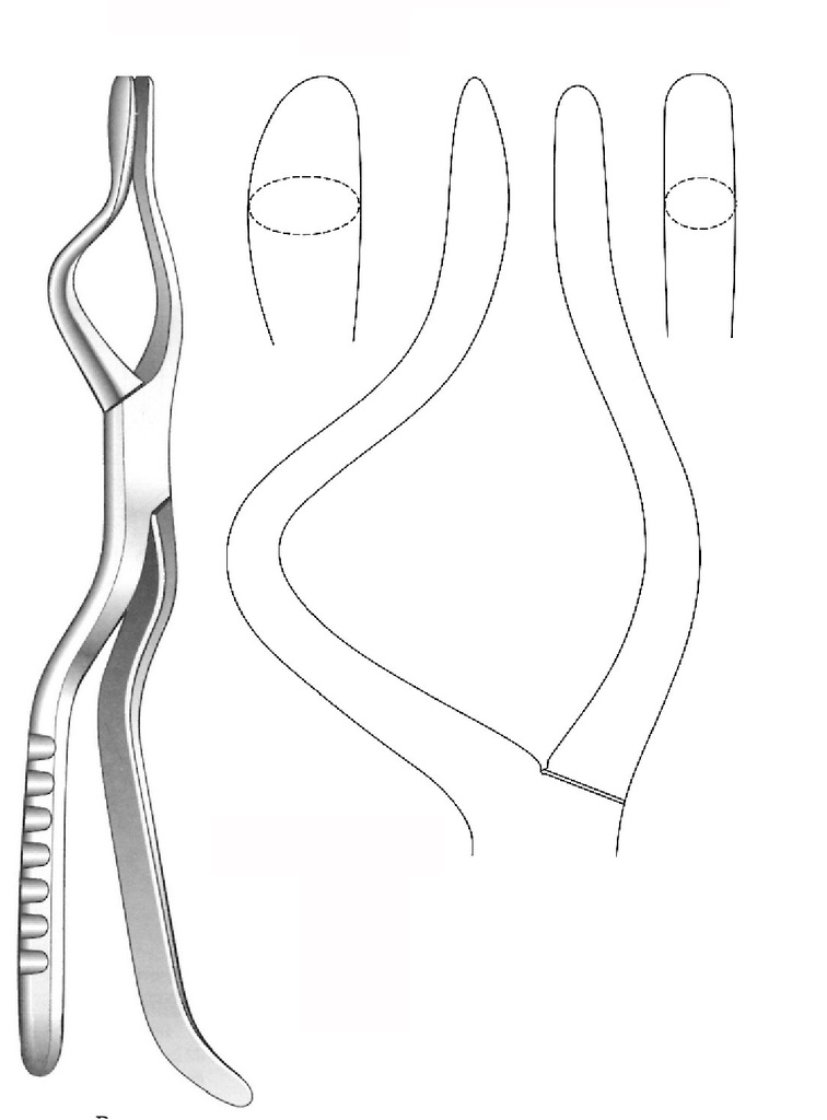 Rowe Disimpaction Forceps, left tip, right hand