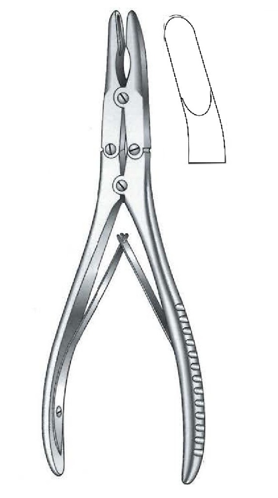 Pinza gubia para huesos de Ruskin, punta = 3 mm, curva - longitud = 20 cm / 8"