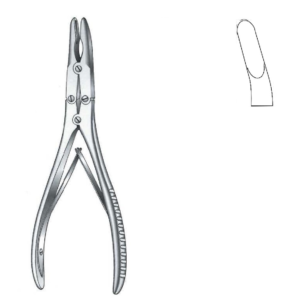 Gouge clamp for Ruskin bones, tip = 8 mm, curve - length = 20 cm / 8 "