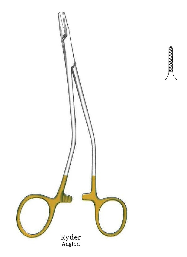 Porta agujas Ryder, angulado, TC Gold - longitud = 15 cm / 6"